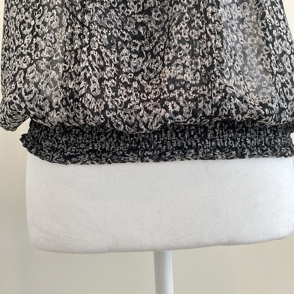 Express Black & White Ruffle Front Sheer Top NWOT. Small - Picture 2 of 8